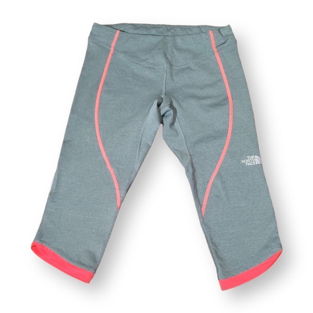 The North Face Gtd Capri Mid Rise Leggings Neon Coral Grey Knee Length US S
